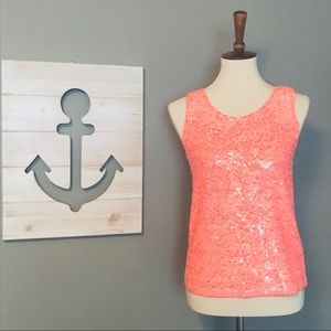 J.Crew Sequin Sleeveless Scoopneck Top In Peach